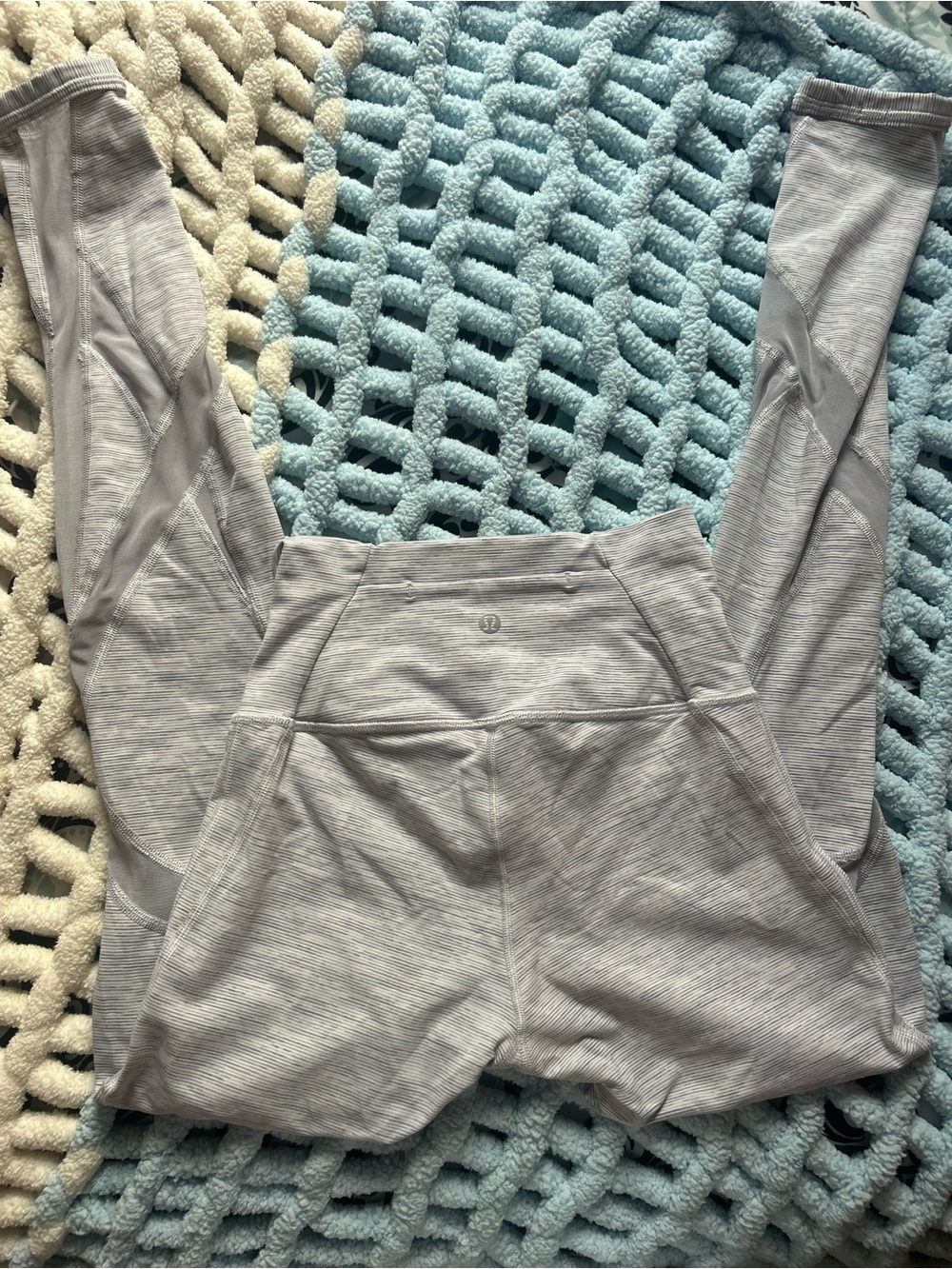 lululemon Light Gray Striped High-Rise Leggings